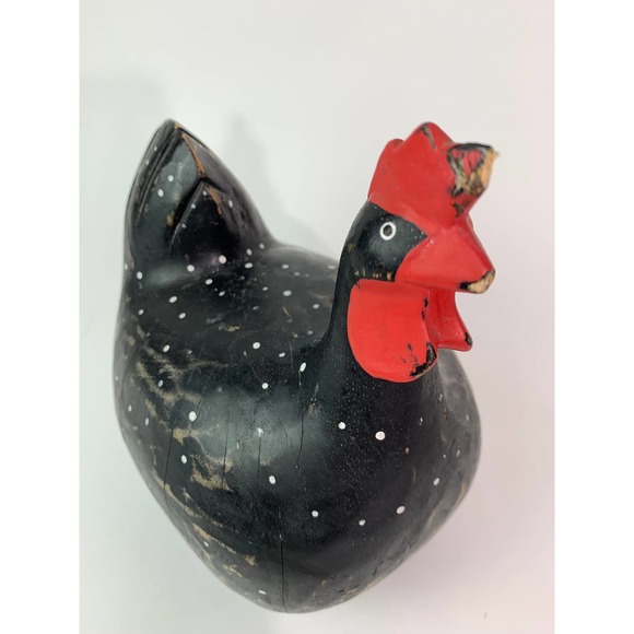Vintage Hand-Painted Wood Rooster Sculpture - Unique and Charming - Picture 5 of 7